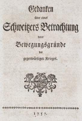 Große Abbildung Nr.1: 141-2181 Gedanken: (Deutschland, Siebenjähriger Krieg, Vier Schriften)