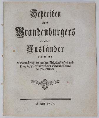 Große Abbildung Nr.22: 141-2182 Gründlicher Beweis,: (Deutschland, Siebenjähriger Krieg, Vier Schriften)