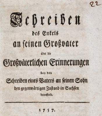 Große Abbildung Nr.3: 141-2183 (Hertzberg,E.F.v.).: (Deutschland, Siebenjähriger Krieg, Vier Schriften)