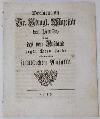 Große Abbildung Nr.21: 141-2187 Lincker von Lutzenwick,(J.F.).: (Deutschland, Siebenjähriger Krieg, Vier Schriften)