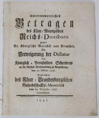 Große Abbildung Nr.22: 141-2187 Lincker von Lutzenwick,(J.F.).: (Deutschland, Siebenjähriger Krieg, Vier Schriften)