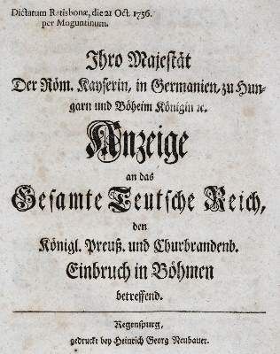 Große Abbildung Nr.1: 141-2189 Maria Theresia, Erzherzogin von Österreich.: (Deutschland, Siebenjähriger Krieg, Vier Schriften)