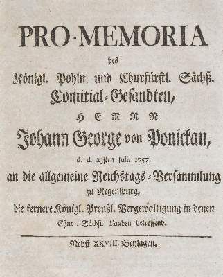 Große Abbildung Nr.1: 141-2192 Ponickau,J.G.v.: (Deutschland, Siebenjähriger Krieg, Vier Schriften)