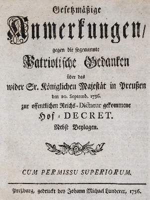 Große Abbildung Nr.1: 141-2193 (Senckenberg,H.C.v.).: (Deutschland, Siebenjähriger Krieg, Vier Schriften)