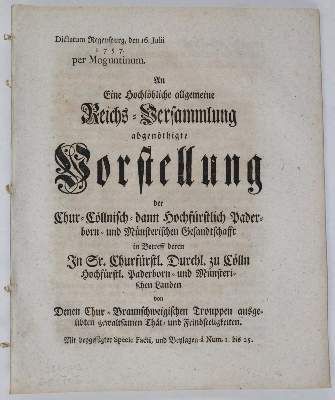 Große Abbildung Nr.23: 141-2194 (Thurn und Taxis,A.v.).: (Deutschland, Siebenjähriger Krieg, Vier Schriften)