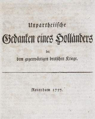 Große Abbildung Nr.1: 141-2195 Unpartheiische Gedanken: (Deutschland, Siebenjähriger Krieg, Vier Schriften)