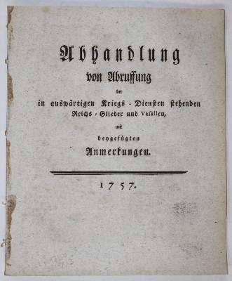 Große Abbildung Nr.23: 141-2195 Unpartheiische Gedanken: (Deutschland, Siebenjähriger Krieg, Vier Schriften)