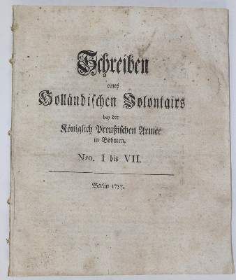 Große Abbildung Nr.21: 141-2196 Unpartheyische Gedanken: (Deutschland, Siebenjähriger Krieg, Vier Schriften)