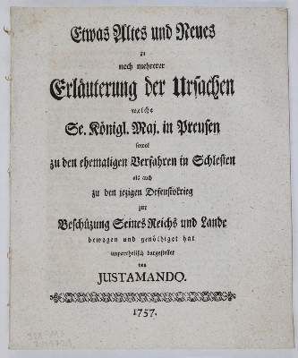 Große Abbildung Nr.22: 141-2196 Unpartheyische Gedanken: (Deutschland, Siebenjähriger Krieg, Vier Schriften)