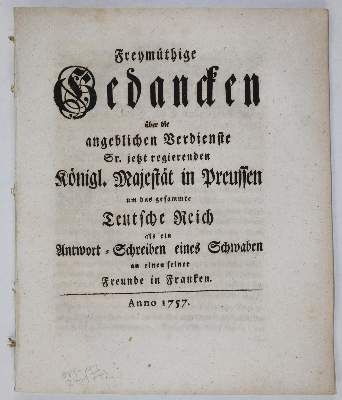 Große Abbildung Nr.22: 141-2199 Zufällige Gedanken: (Deutschland, Siebenjähriger Krieg, Vier Schriften)