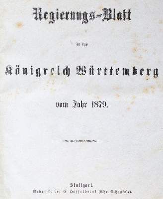 Große Abbildung Nr.1: 141-2221 Regierungsblatt: (Deutschland, Württemberg)