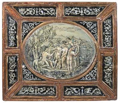 Große Abbildung Nr.1: 141-2468 Holzplatte mit Maleremaille - Das Urteil des Paris: (Varia, Emaille)