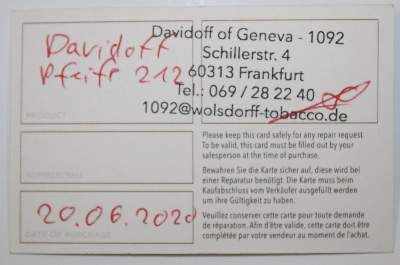 Große Abbildung Nr.2: 141-2520 Davidoff Pfeife: (Varia, Pfeifen)