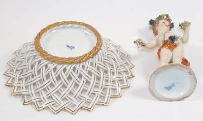 Große Abbildung Nr.4: 141-2748 Konvolut Meissen (3 Teile): (Porzellan u. Keramik, Meissen)