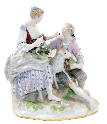 Große Abbildung Nr.1: 141-2750 Schäfergruppe - Michel Victor Acier: (Porzellan u. Keramik, Meissen)