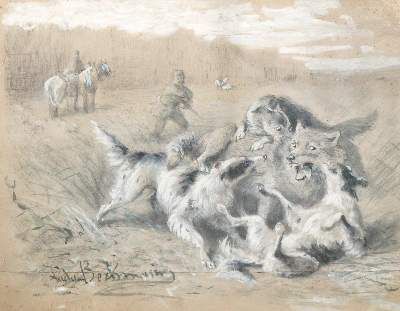 Große Abbildung Nr.1: 141-3073 Wolfsjagd.: (Varia, Jagd)