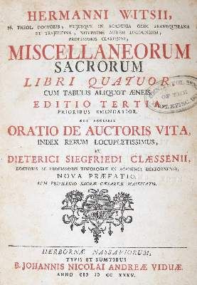 Große Abbildung Nr.1: 141-337 Witsius,H.: (Alte Drucke, Handschriften und Theologie)
