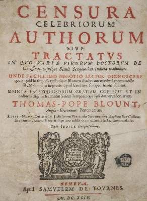 Große Abbildung Nr.1: 141-46 Blount,T.P.: (Alte Drucke, Handschriften und Theologie)
