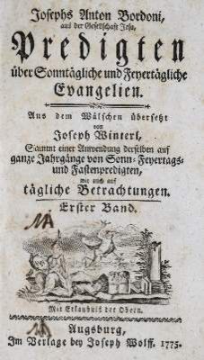 Große Abbildung Nr.1: 141-48 Bordoni,J.A.: (Alte Drucke, Handschriften und Theologie)