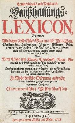 Große Abbildung Nr.1: 141-587 Compendieuses und Nutzbares Haushaltungs-Lexicon,: (Küche und Haushalt, Haushalt)