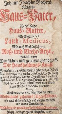Große Abbildung Nr.1: 141-593 Becher,J.J.: (Küche und Haushalt, Hausväterliteratur)