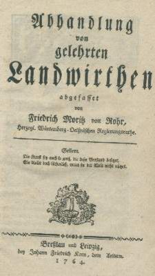 Große Abbildung Nr.1: 141-617 Rohr,F.M.v.: (Land- und Forstwirtschaft, Landwirtschaft)
