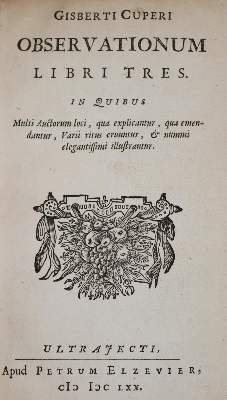 Große Abbildung Nr.1: 141-74 Cuper,G.: (Alte Drucke, Handschriften und Theologie)