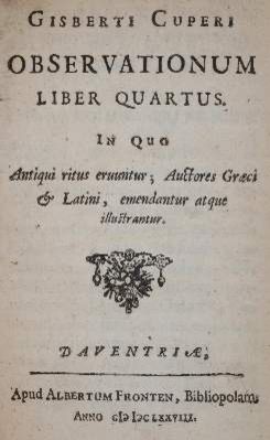 Große Abbildung Nr.4: 141-74 Cuper,G.: (Alte Drucke, Handschriften und Theologie)