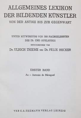 Große Abbildung Nr.1: 141-744 Thieme,U. u. F.Becker.: (Kunstwissenschaft)