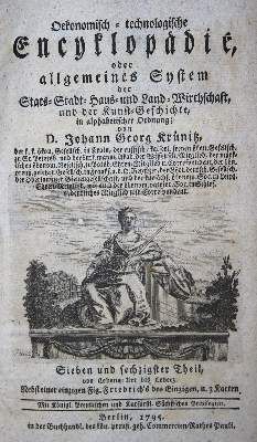 Große Abbildung Nr.1: 141-829 Krünitz,J.G.: (Lexika - Wörterbücher - Sprachwissenschaften)