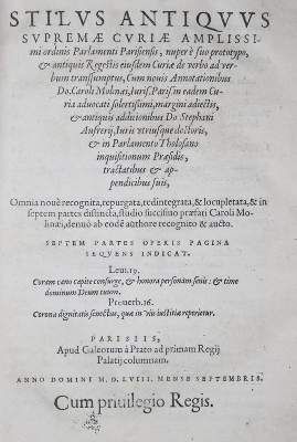 Große Abbildung Nr.1: 141-86 Du Moulin,C.: (Alte Drucke, Handschriften und Theologie)