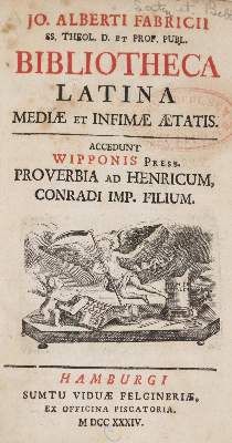 Große Abbildung Nr.1: 141-98 Fabricius,J.A.: (Alte Drucke, Handschriften und Theologie)