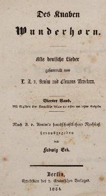 Große Abbildung Nr.2: 141-985 Arnim,L.A.v. u. C.Brentano.: (Literatur und illustrierte Bücher bis 19.Jahrhundert)