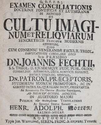 Große Abbildung Nr.3: 141-99 Fecht,J.: (Alte Drucke, Handschriften und Theologie)