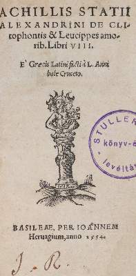 Bild Nr.1: 141-1 Achilles Tatius.: (Alte Drucke, Handschriften und Theologie)