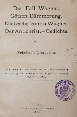 Bild Nr.1: 141-1097 Nietzsche,F.: (Literatur und illustrierte Bücher bis 19.Jahrhundert)