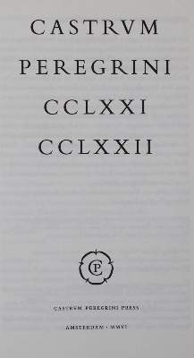 Bild Nr.1: 141-1213 Castrum Peregrini.: (Literatur und illustrierte Bücher 20.Jahrhundert - Alte Literatur in modernen Ausgaben)