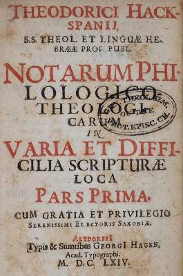 Bild Nr.1: 141-122 Hackspan,T.: (Alte Drucke, Handschriften und Theologie)