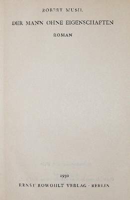 Bild Nr.1: 141-1448 Musil,R.: (Literatur und illustrierte Bücher 20.Jahrhundert - Alte Literatur in modernen Ausgaben)