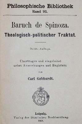 Bild Nr.1: 141-1549 Spinoza,B.de.: (Literatur und illustrierte Bücher 20.Jahrhundert - Alte Literatur in modernen Ausgaben)