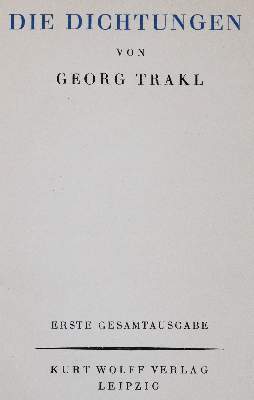Bild Nr.1: 141-1569 Trakl,G.: (Literatur und illustrierte Bücher 20.Jahrhundert - Alte Literatur in modernen Ausgaben)