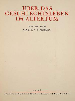 Bild Nr.1: 141-1589 Vorberg,G,: (Literatur und illustrierte Bücher 20.Jahrhundert - Alte Literatur in modernen Ausgaben)