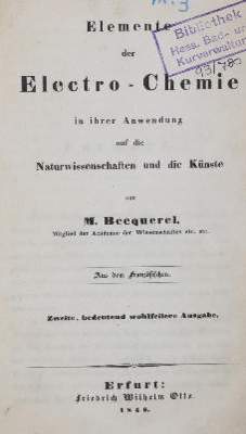 Bild Nr.1: 141-1801 Becquerel,(A.C.).: (Verschiedene Gebiete - Varia, Chemie)