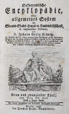 Bild Nr.1: 141-1850 Krünitz,J.G.: (Verschiedene Gebiete - Varia)