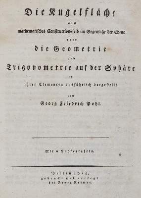 Bild Nr.1: 141-1909 Pohl,G.F.: (Verschiedene Gebiete - Varia, Mathematik)