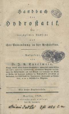 Bild Nr.1: 141-1970 Eytelwein,J.A.: (Verschiedene Gebiete - Varia, Wasserbau)