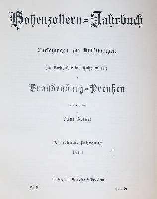 Bild Nr.1: 141-2109 Hohenzollern-Jahrbuch.: (Deutschland)