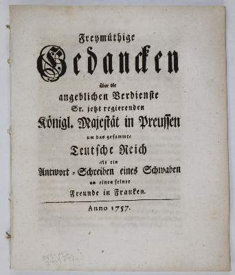 Bild Nr.22: 141-2199 Zufällige Gedanken: (Deutschland, Siebenjähriger Krieg, Vier Schriften)