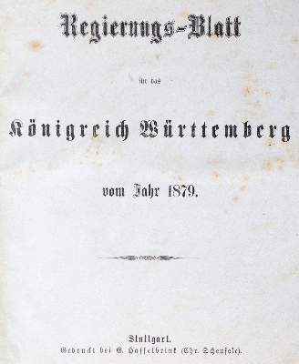 Bild Nr.1: 141-2221 Regierungsblatt: (Deutschland, Württemberg)