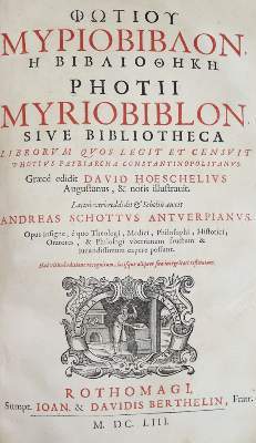 Bild Nr.1: 141-252 Photios.: (Alte Drucke, Handschriften und Theologie)